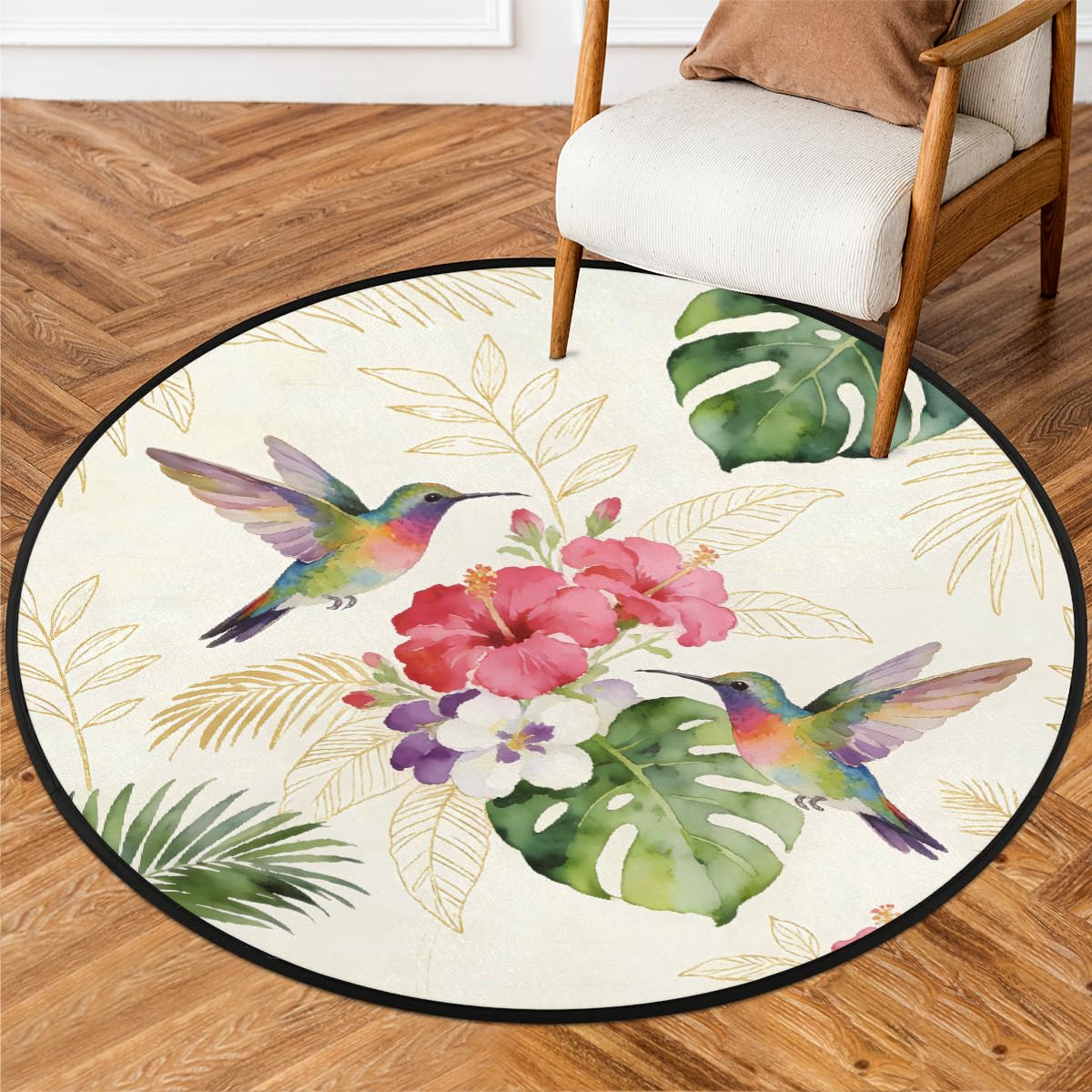Tapis de sol rond colibri pour réveiller la déco de votre chambre