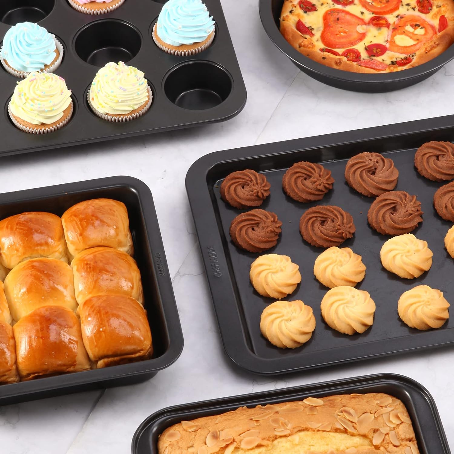 CHEFMADE Bakeware Set, 7-Piece Nonstick Kitchen Baking Set Carbon Steel Oven Bakeware