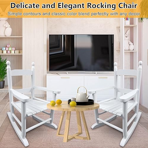 Miniatura 5 de Pvillez Mecedoras para niños, mecedoras clásicas de madera para niños y niñas, mecedora para interiores y exteriores, para salas de sol, porches,
