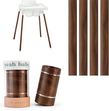 Yeah Baby Goods Highchair Leg Wraps Walnut - Compatible with The IKEA Antilop Highchair - Stylish IKEA High Chair Accessories w/Easy Self-Adhesive