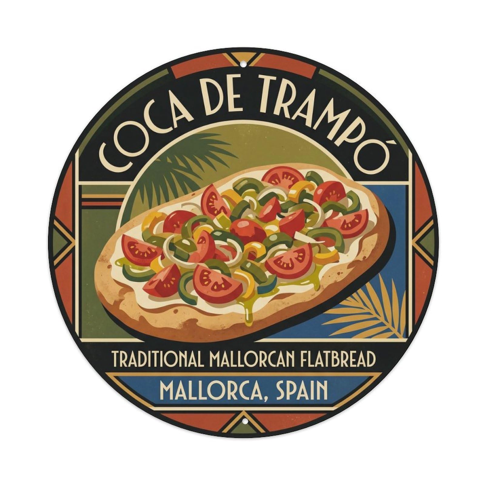 Mallorca Coca De Trampo Mediterranean Cuisine Regional Metal Tin Sign
