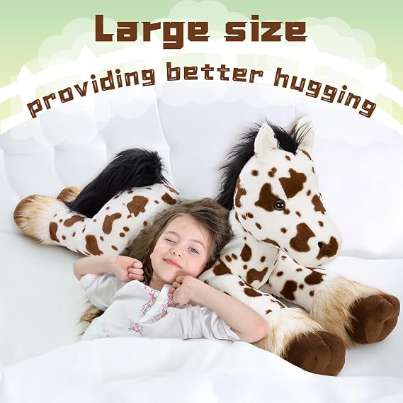 MaoGoLan 47 Giant Horse Stuffed Animal Plush Pillow - Appaloosa Spotted Stuffed Horse Toy for Girl Boy Kid, Ridable Stuffed Pony Spotted Horse Plush for Mother's Day Birthday Gift, Baby Shower Decor