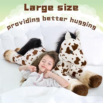 MaoGoLan 47 Giant Horse Stuffed Animal Plush Pillow - Appaloosa Spotted Stuffed Horse Toy for Girl Boy Kid, Ridable Stuffed Pony Spotted Horse Plush for Mother's Day Birthday Gift, Baby Shower Decor