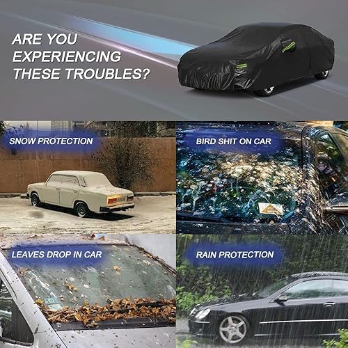 Miniatura 4 de KouKou Funda impermeable para automóvil para todo tipo de clima, 7 capas para exteriores, ajuste universal para BMW Serie 5 535i 530i 528i, Lincoln