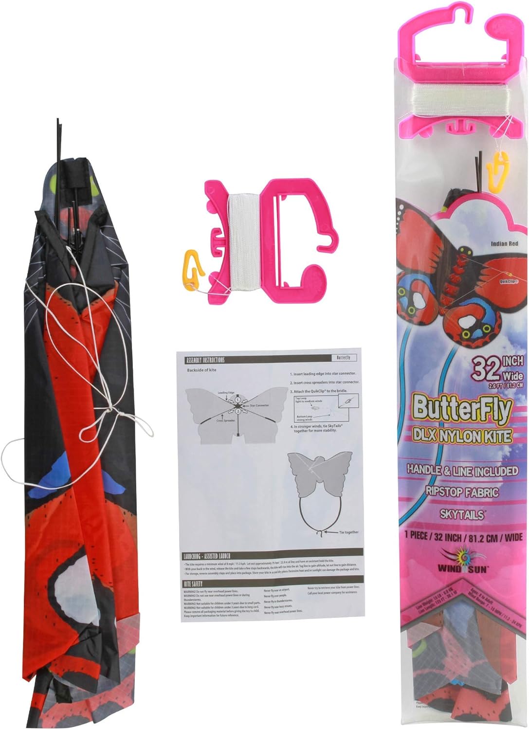 WindNSun Butterfly Nylon Kite, 32 Inches Wide