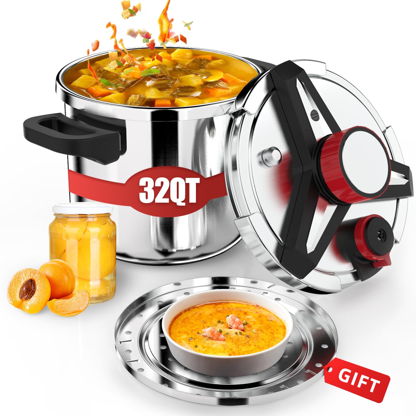 SVKLHY 3-In-1 Stainless Steel Pressure Cooker 32 QT