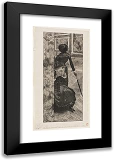 ArtDirect Edgar Degas 16x24 Black Modern Framed Art Print Titled Mary Cassatt in The Paintings Gallery at The Louvre