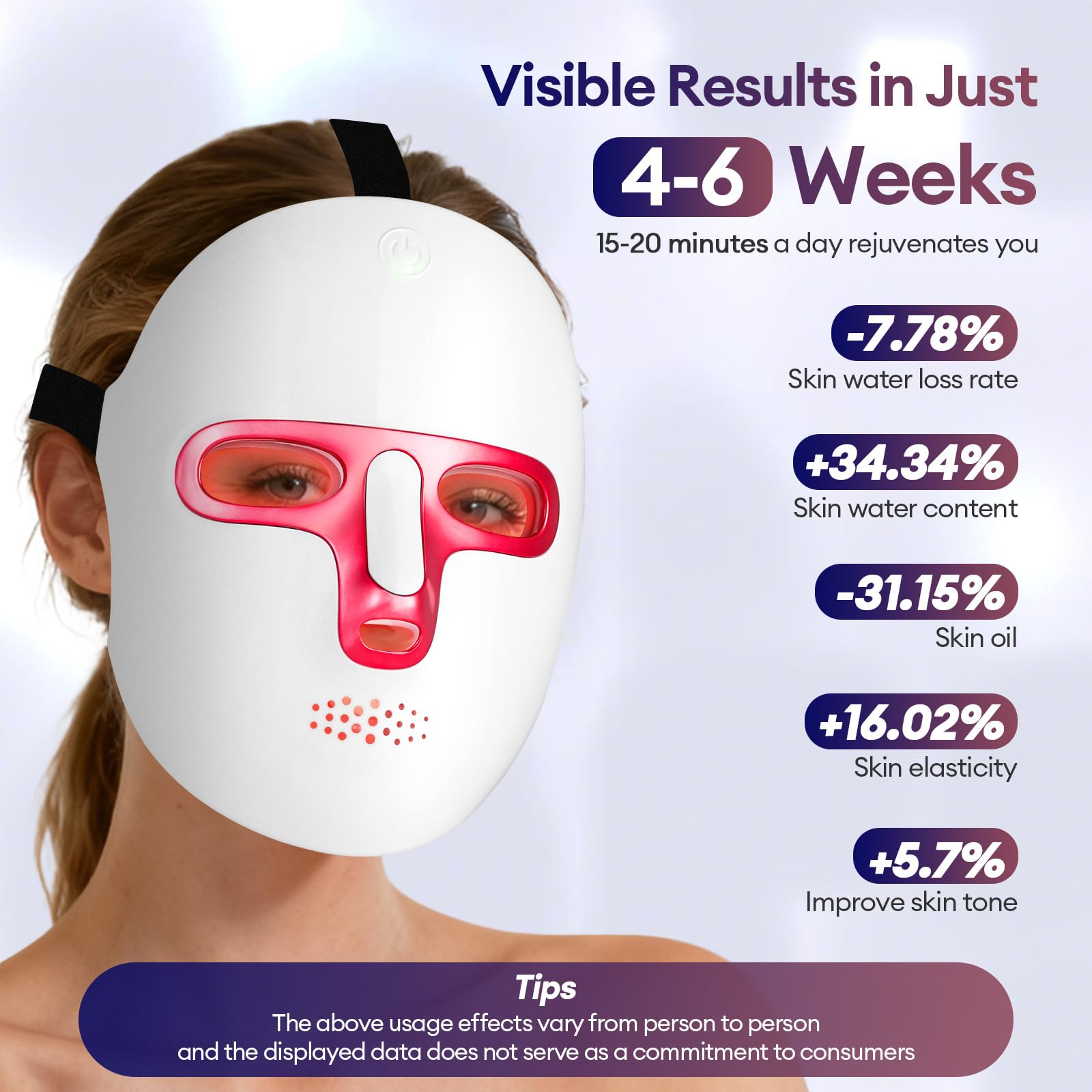 Maschera facciale a LED per terapia della luce rossa, maschera facciale per terapia della luce fotonica per la cura della pelle, dispositivo anti-invecchiamento per bellezza