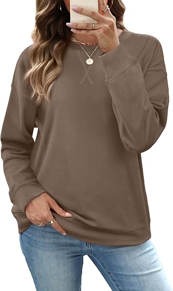 RUMIA Women's Crew Neck Sweatshirt Long Sleeve Tops for Women Fall Clothes
