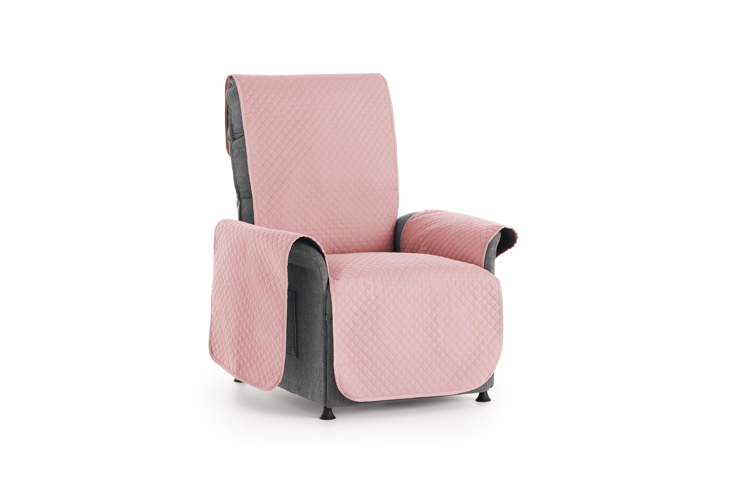 Textilhome Funda Cubre Sofá Adele 1 Plaza/Cubre Sillón Relax, Protector Acolchado Reversible, Lavable y Resistente, Color Rosa – Protección contra Manchas y Desgaste OEKO-TEX STANDARD 100