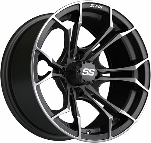 Vista 27 de GTW Spyder - Rueda de aluminio para carrito de golf de 10 pulgadas 10x7 4-4 Perno Desplazamiento 3:4 (Mecanizado/Negro)