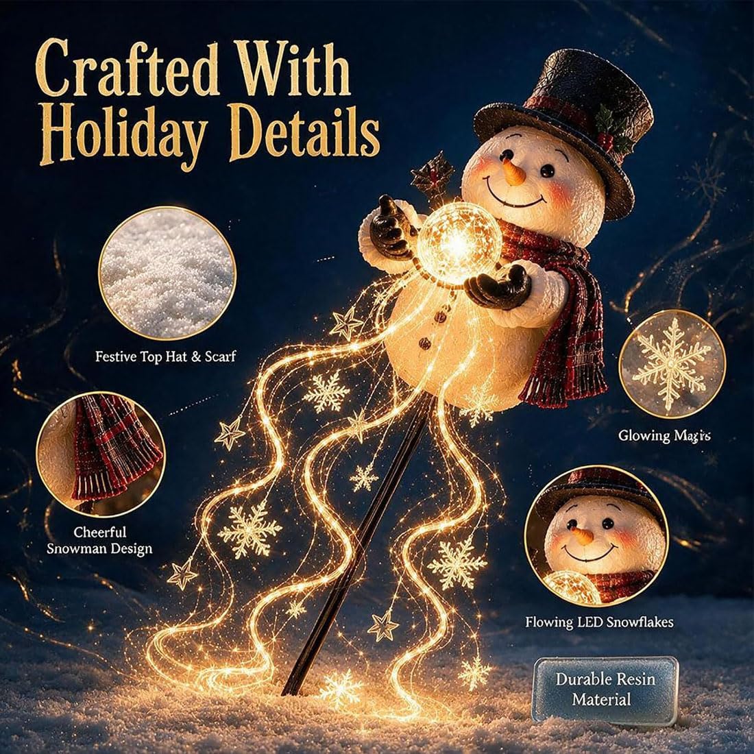 Snowman Magic Fountain-Flowing Snowflake LED Christmas Garden Light (#A)