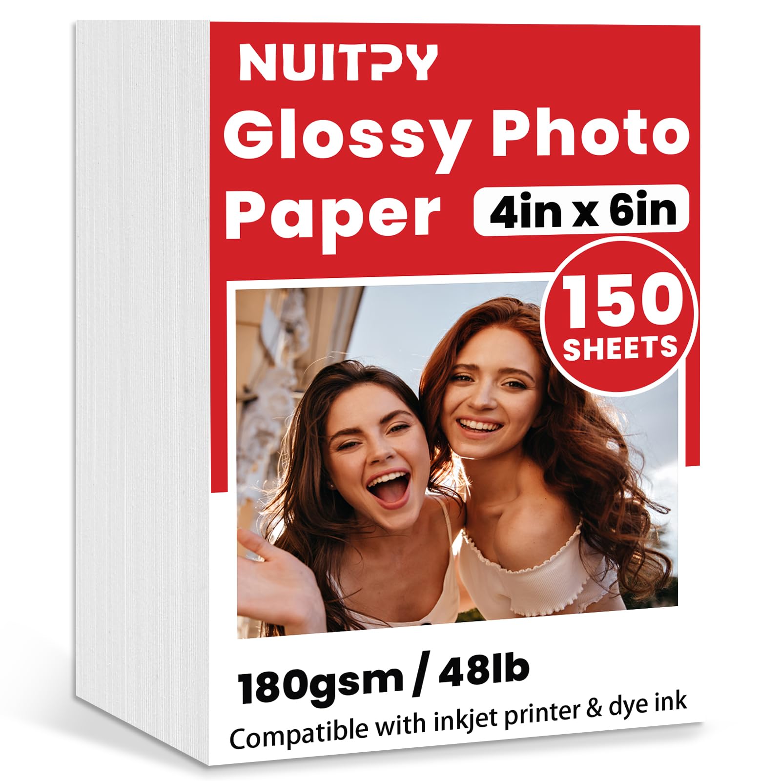 Photo 1 of 150 Sheets Glossy Photo Paper, 4in x 6in Inkjet Photo Printer Paper, Picture Paper for Photos, Calendars, Brochures, Cards, Menus(180gsm / 48lb)
