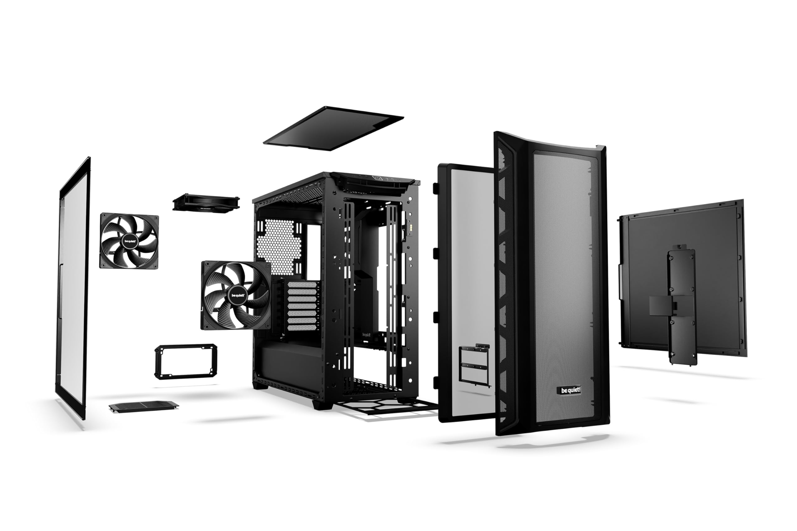 be quiet! Shadow Base 800 Obudowa PC, wentylatory Pure Wings 3 140 mm PWM, USB 3.2 Gen. 2 Type-C, maksymalny przepływ powietrza, konstrukcja Open Mesh, płyta główna E-ATX, radiatory 420 mm