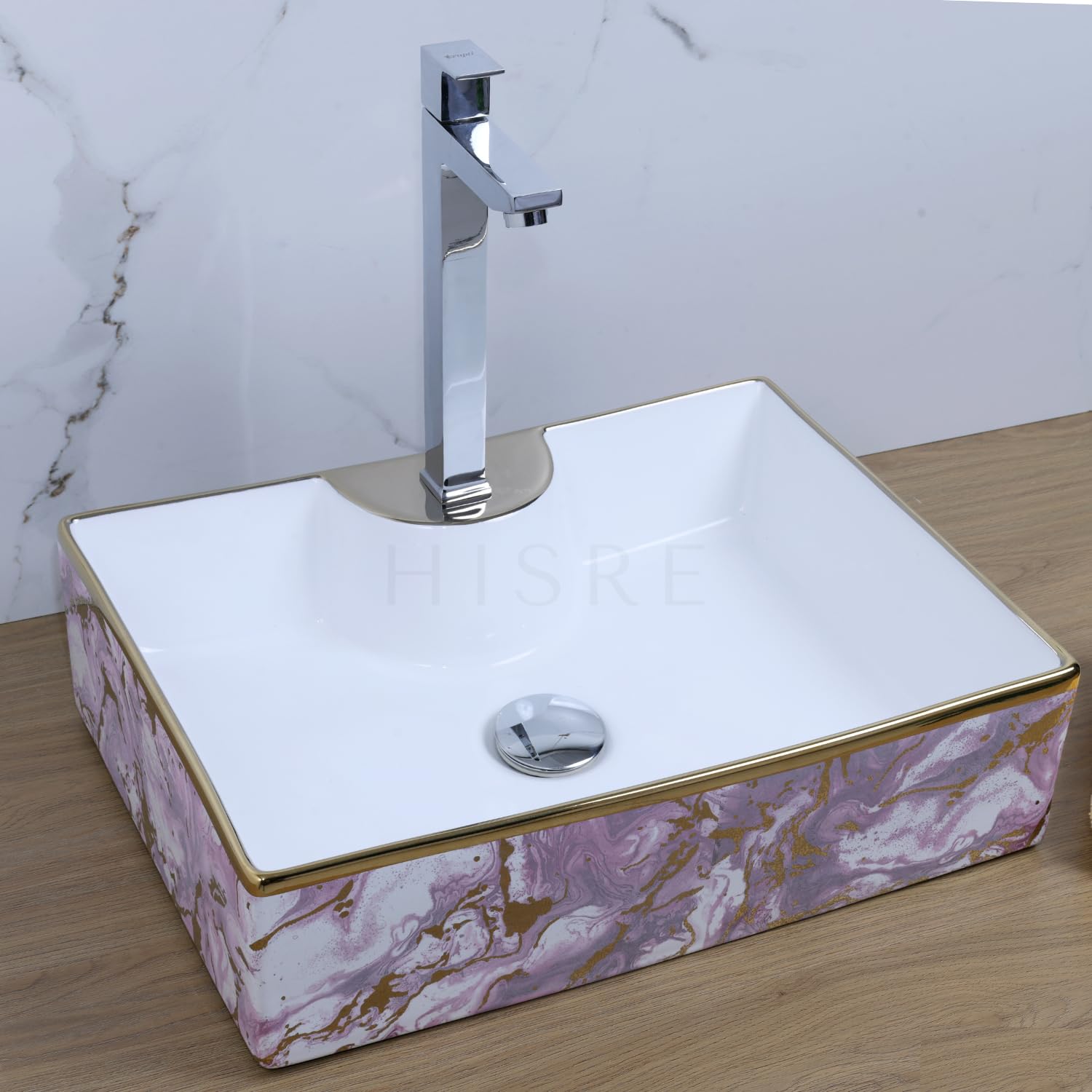 HISRE Table Top Wash Basin For Bathroom | Over Counter Top Wash Basin For Living Room | Washbasin Countertop | Tabletop Ceramic Bathroom Kitchen Sink (18 x 14 x 5.5 Inch) (SKTHI3801) (B0CBSGM8P2) Amazon Price History, Amazon Price Tracker