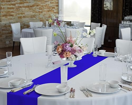 Miniatura 7 de Oudain 6 manteles desechables redondos de plástico de 84 pulgadas, resistentes a las manchas y a las arrugas, para decoración de graduación, fiesta