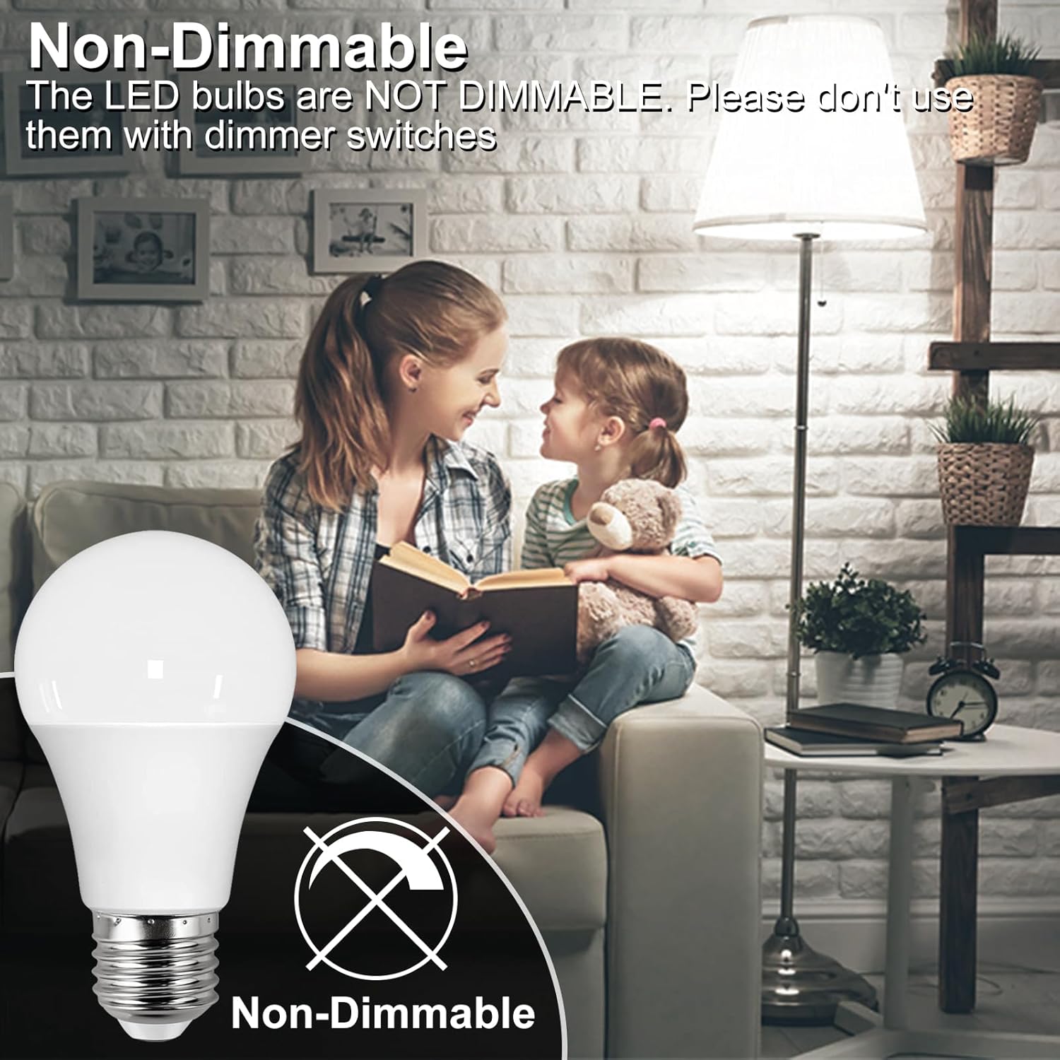 A19 LED Light Bulbs 100 Watt Equivalent, Efficient 12W Light Bulbs, Daylight White 6000K, 1200LM, 35000 Hrs Lifetime Non-Dimmable E26 Standard Base LED Bulbs for Bathroom Home Office, 6-Pack