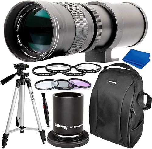 Ultimaxx 16.535-31.496 in (con convertidor 33.071-62.992 in) f8.3-16 Kit de lentes de montaje en T de teleobjetivo manual para Nikon D700, D750,
