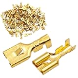 Baomain Female Spade Quick Splice Crimp Terminals 6.3mm Crimp Connector Non Insulated 100 Pcs