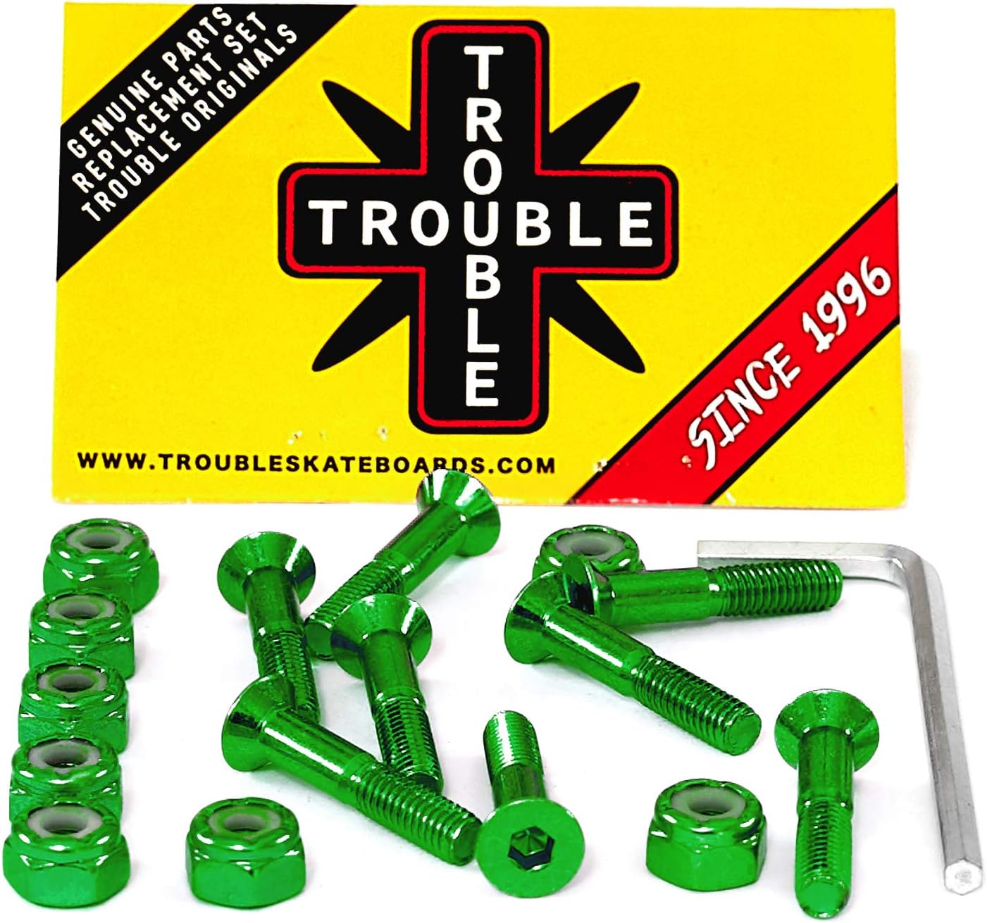 Amazon.co.jp TROUBLE スケートボード 1インチ ネオングリーン スケートボードハードウェア 六角取り付けネジボルトと
