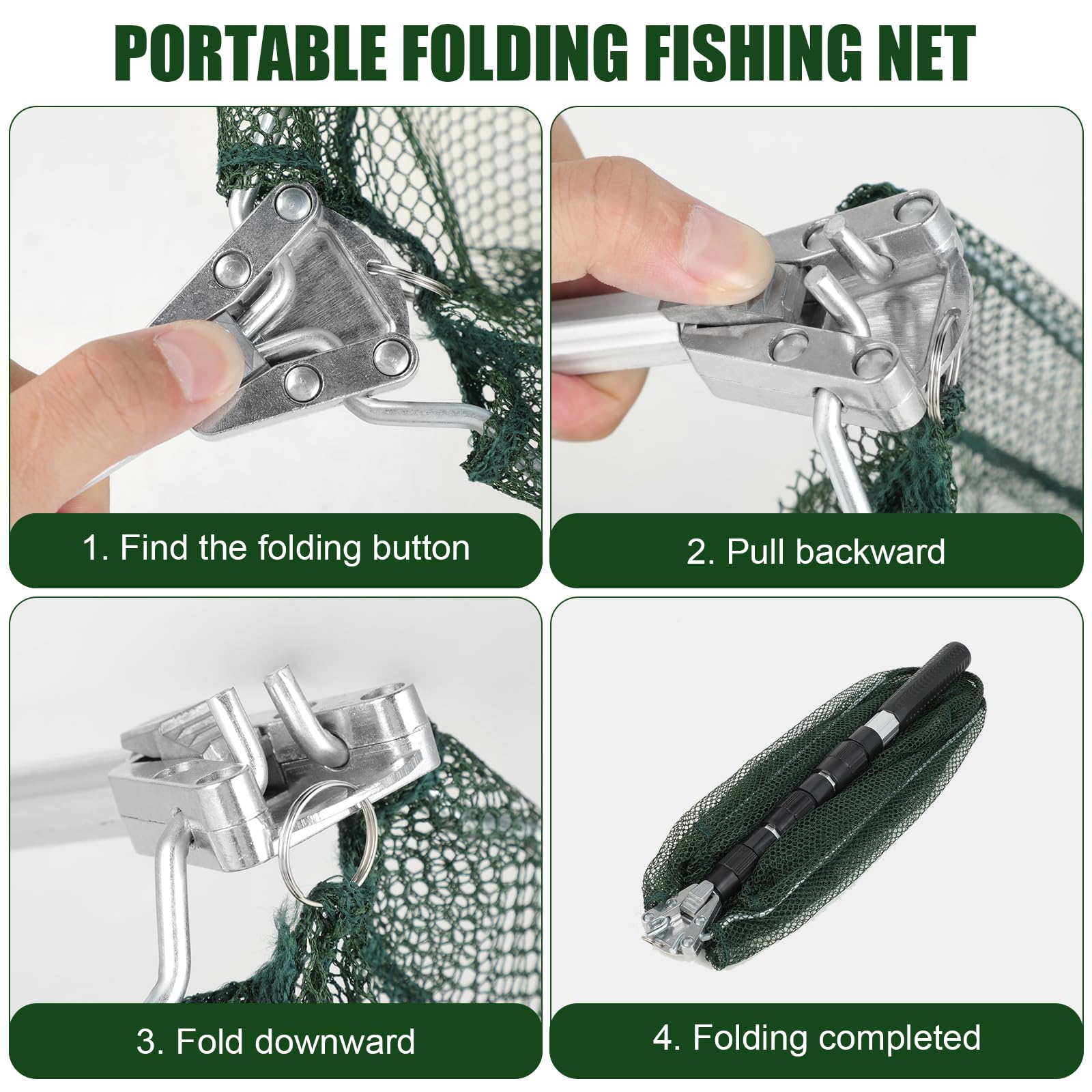 Red de Pesca Plegable Red telescópica con Mango Antideslizante Red Extensible para capturas Accesorio de Pesca al Aire Libre para estanques,Lagos,Arroyos y Pesca Desde Barco