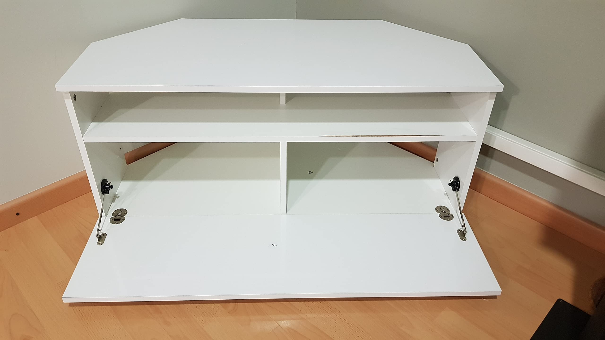 RO&CO Sonorous TRD100 Wht | Mueble TV Esquinero Blanco 100 cm | Diseño Moderno para Salón | Puerta Abatible Blanca con Almacenamiento Oculto | Soporta hasta 40 kg | Mueble para Televisor de Esquina.