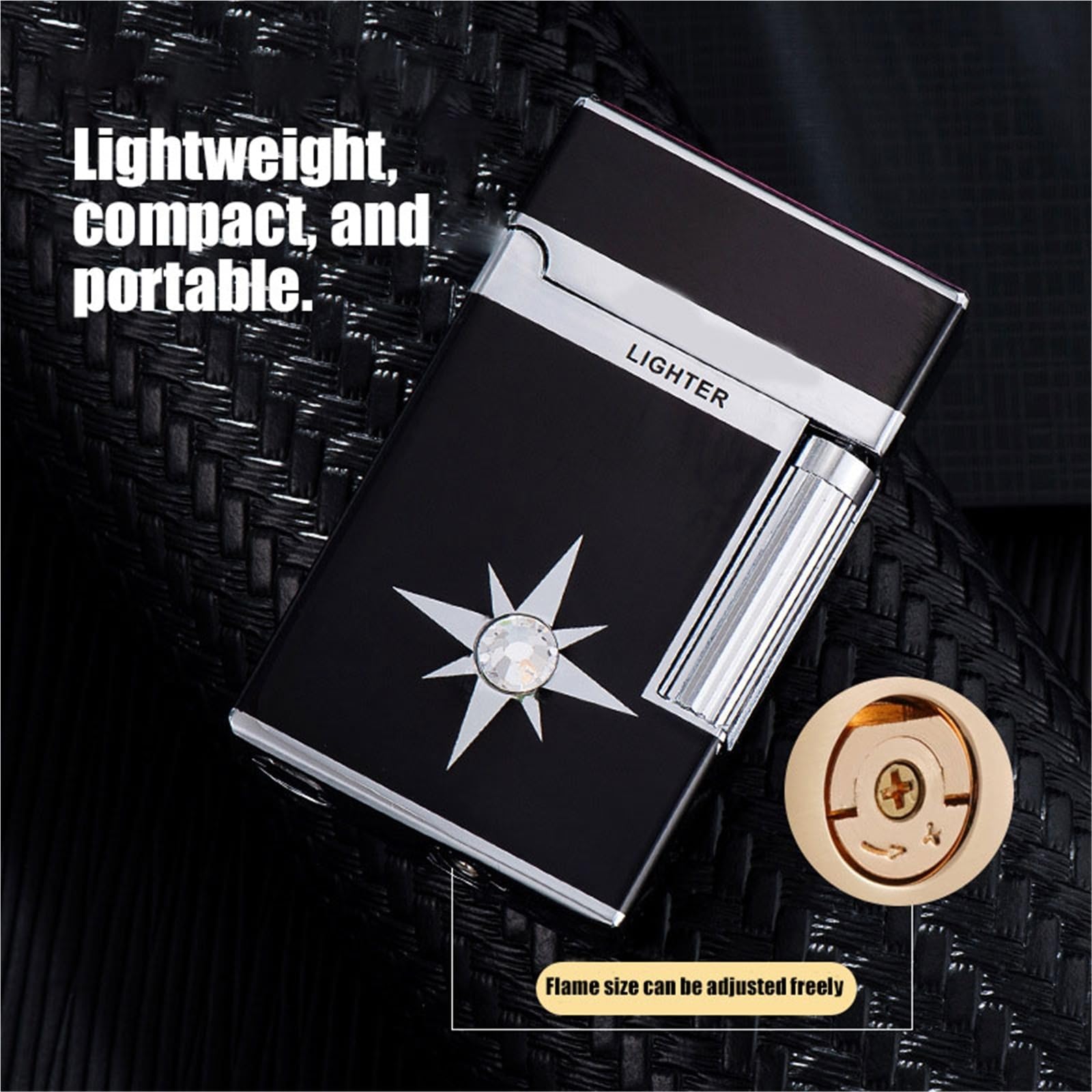Flip-Top-Schleifscheiben-Feuerzeuge, winddicht, wiederaufladbar, Metall-Feuerzeug für Camping und Lagerfeuer, weiches Flammen-Design, langlebige Stahlton-Finish