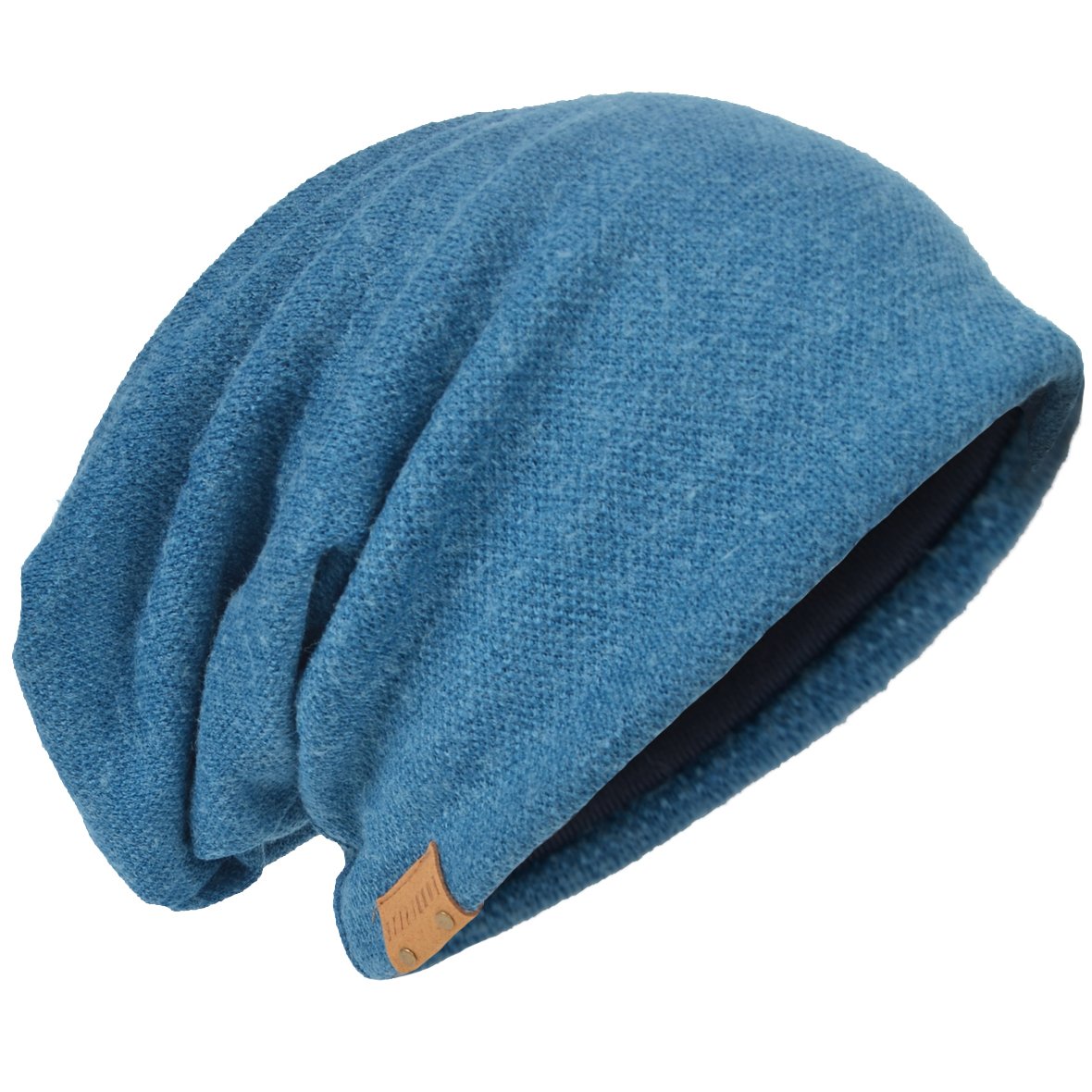 Hisshe Men's Solid-Turquoise Oversized Knit Beanie Hat Baggy Slouchy Double-Layer Skull Cap B011s (Solid-Turquoise)