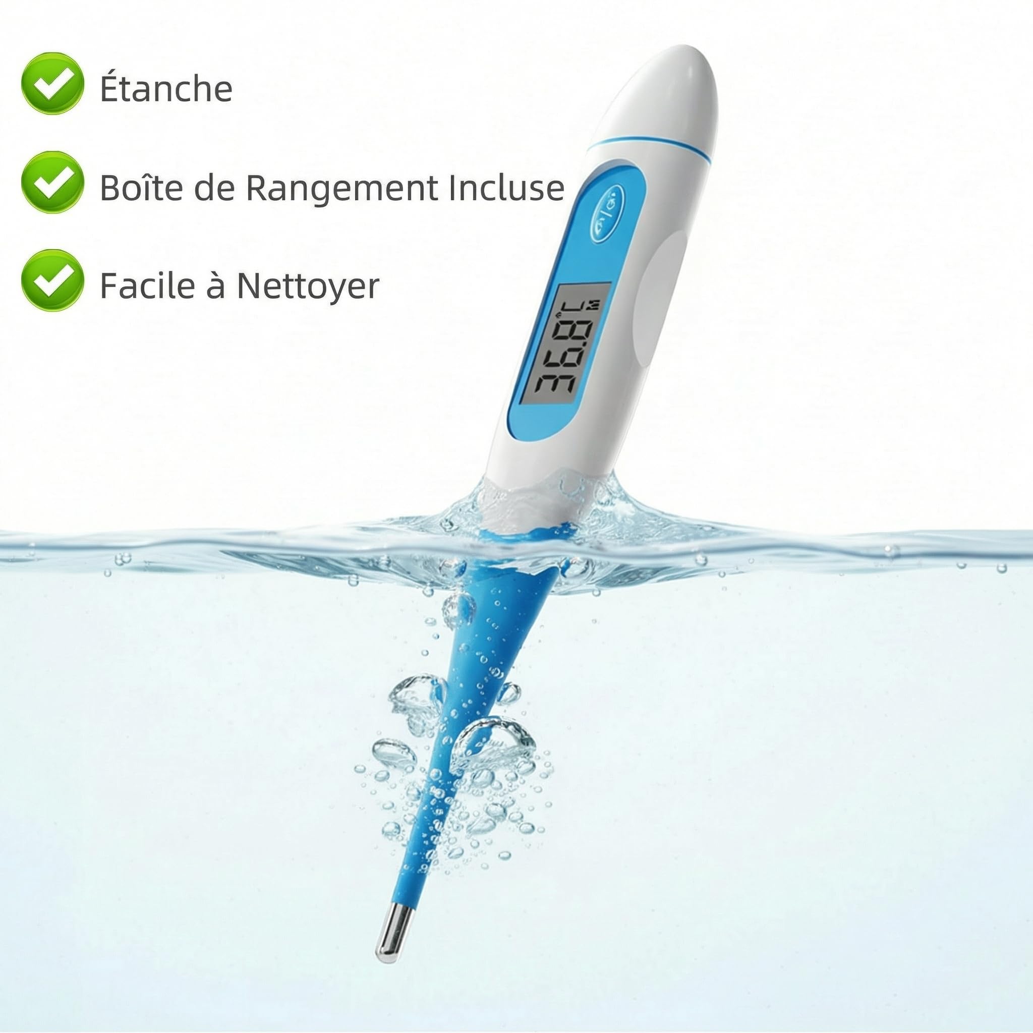 Thermomètre numérique pour lecture de température corporelle basale, Thermomètre de température corporelle avec alarme de fièvre et fonctionnement à un bouton, Pour adultes, enfants, Commutable ℃/℉