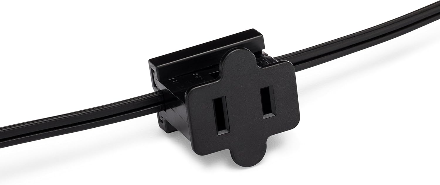 Holiday Lighting Outlet Female Black in Line Pass Through Slip Plug, Zip Plug, Vampire Plug, Gilbert Plug, Slide Plug (25, SPT-1)