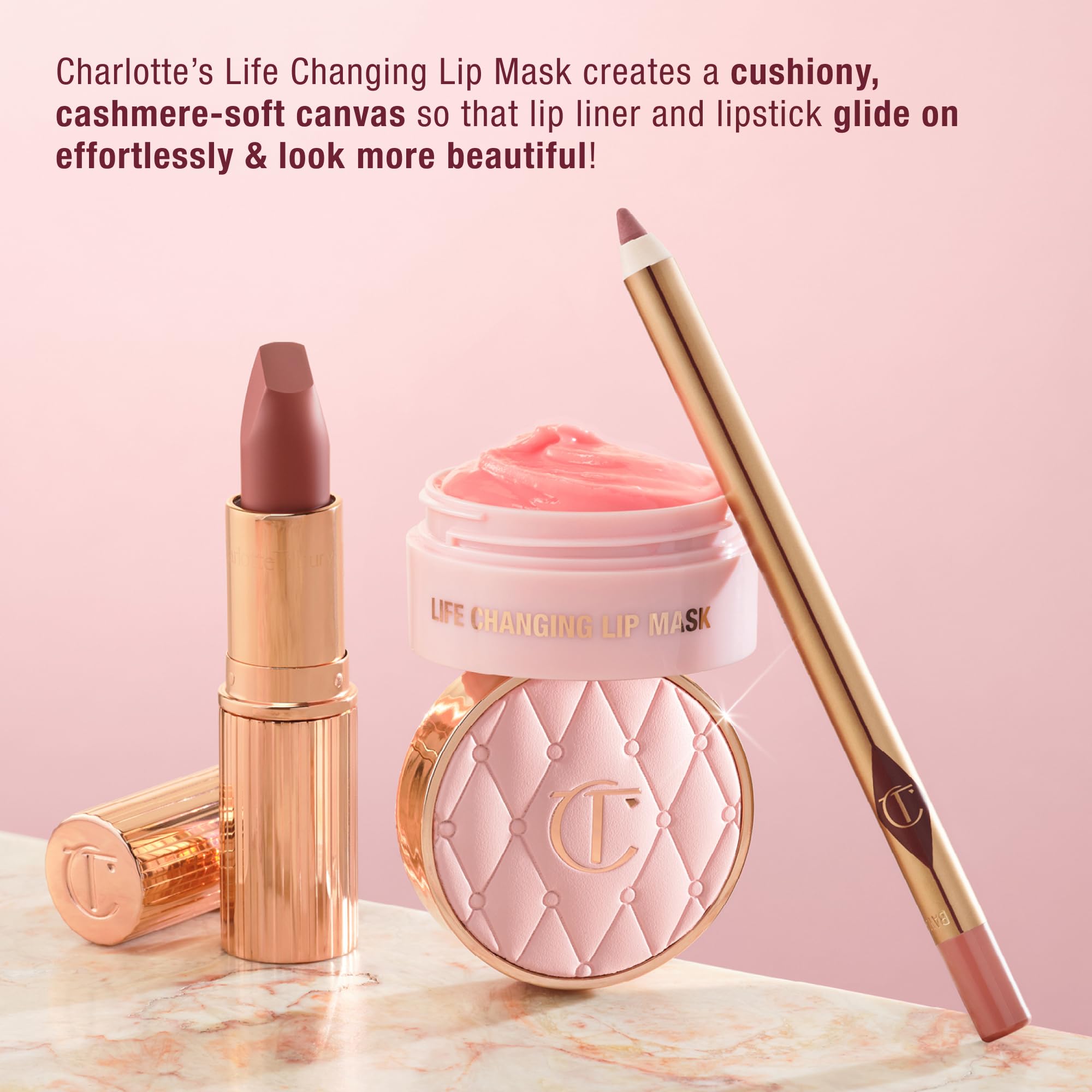 Charlotte Tilbury Life Changing Lip Mask - Multi-Purpose Plumping Mask to Smooth, Hydrate & Soften Dry Lips - Fragrance-Free with a Clear, Glassy Finish