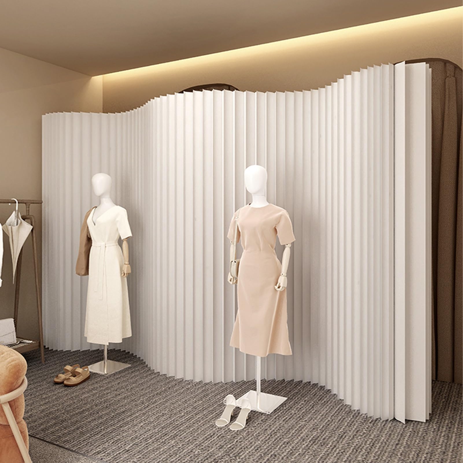 Divisorio per Ambienti Pieghevole in Carta Pareti Divisorie Pareti Divisorie Autoportanti per Casa, Ufficio, Negozio di Abbigliamento(L3xW0.28xH1.6M)