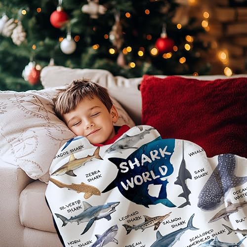 Miniatura 5 de Buyyet Manta de franela de tiburón para niño y niña, regalo único, manta de tiburón para decoración de habitación de adolescentes y niños, manta