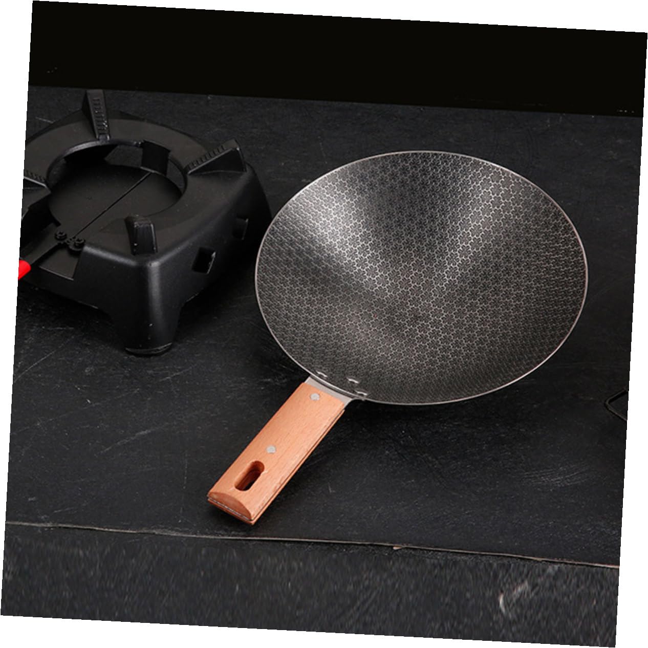 Homoyoyo Padella Wok Piccola in Ferro Manico in Legno per Esterno