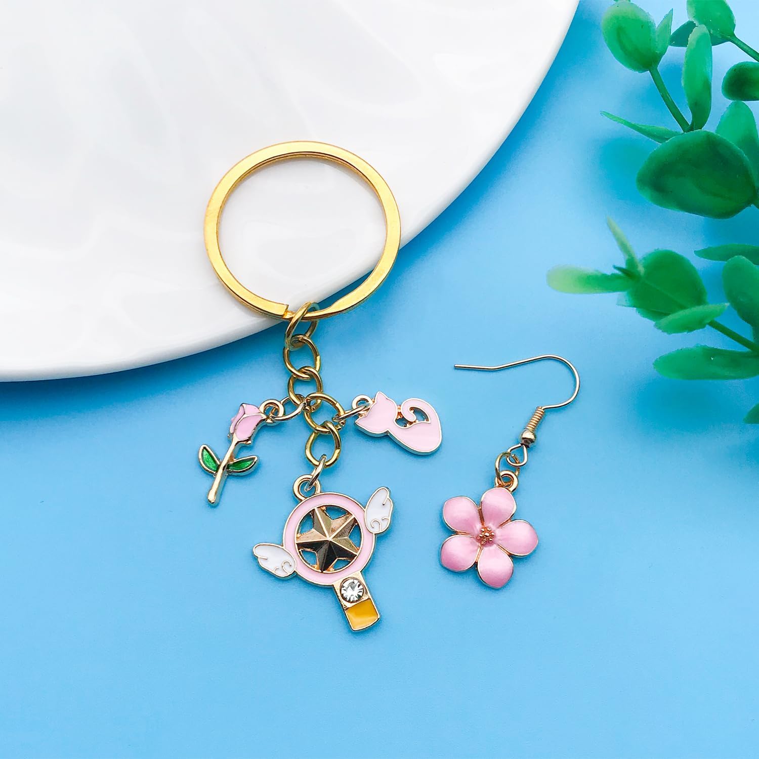 Youdiyla 60pcs Alloy enamel pink series fixed set Pendant Jewelry Making DIY Keychain Earrings Pendant Various Design Charms for Jewelry Making Bracelets Necklace (HK549) - Image 2