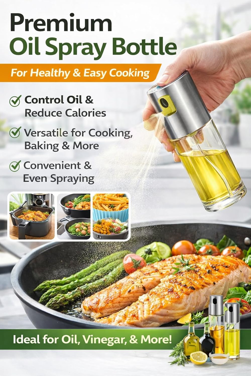 100ml Olive Oil Sprayer, Glass Oil Mister for Air Fryer & Cooking