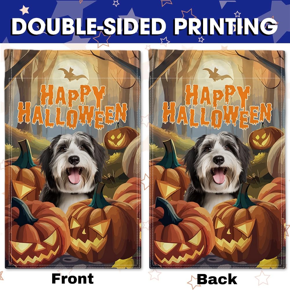 Halloween Gartenflagge 30,5x45,7 Cm – Doppelseitig Mit Hund & Happy Woofen | Wetterfest, Für Draußen