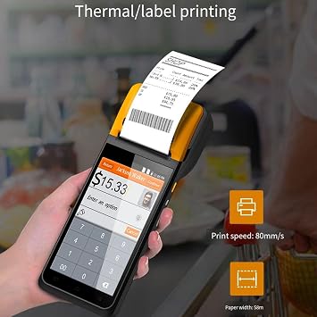 PDA POS Receipt Printer Android 12 POS PDA Terminal Bulit-in 58mm Receipt Printer Touch Screens 5.5inch NFC 1D 2D Scanning PDA