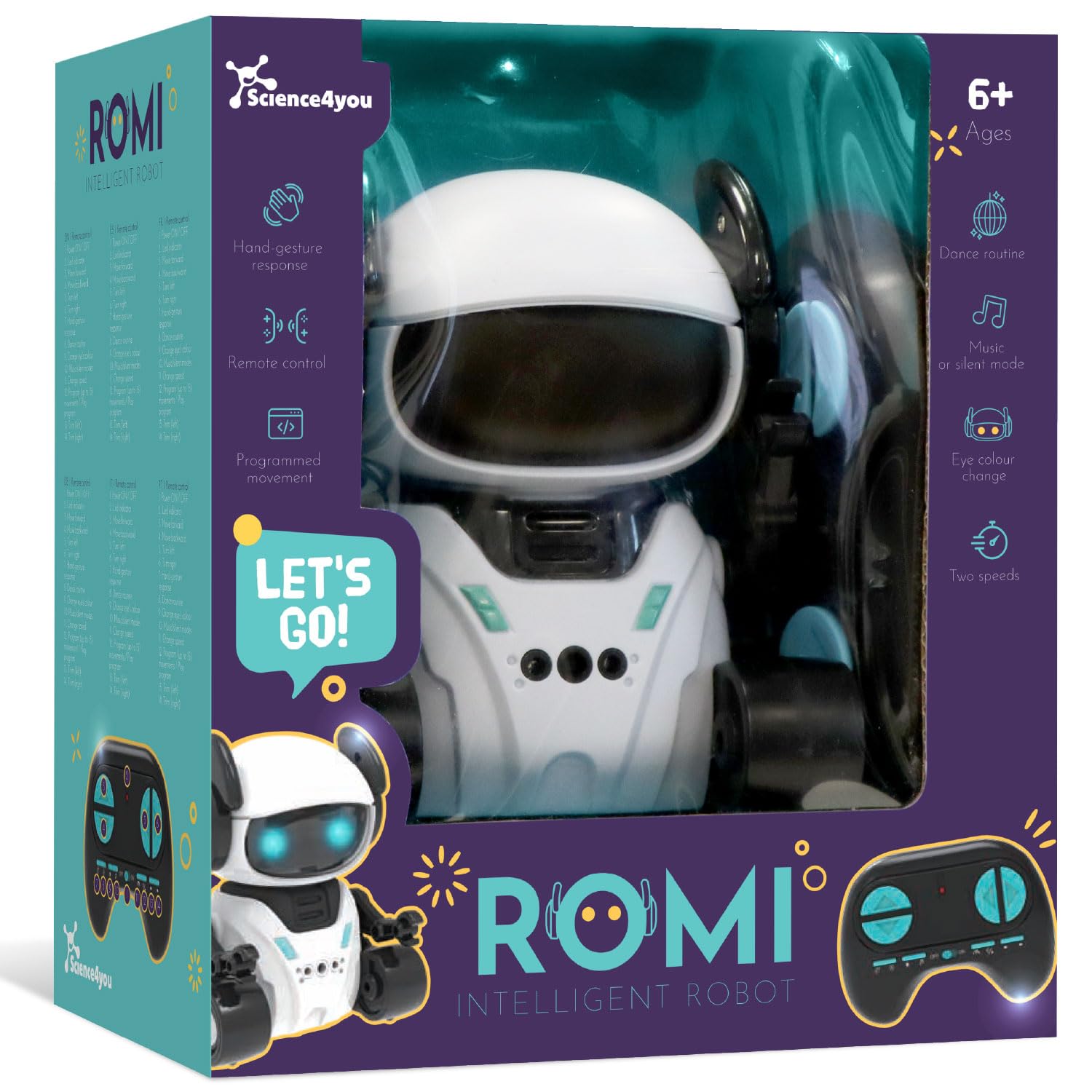 Science4you Robot intelligente ROMI - Robot Telecomandato per Bambini con Occhi LED, Musica e Quattro Modalità, Giocattoli Interattivi, Regalo Originale per Bambini e Bambine dai 6 7 8 9 10+ Anni
