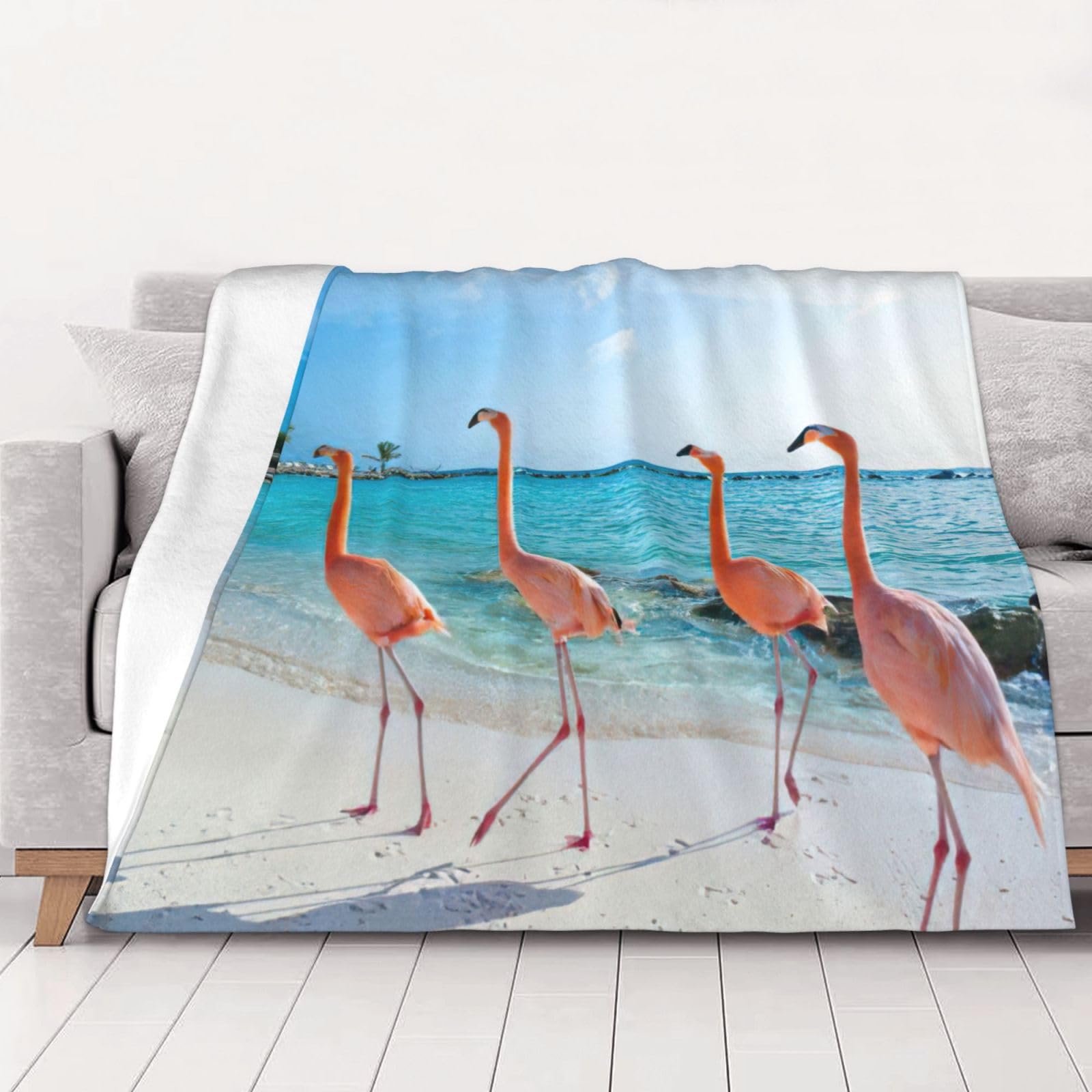 Couverture en flanelle flamant rose plaid canapé lit d'appoint toutes saisons