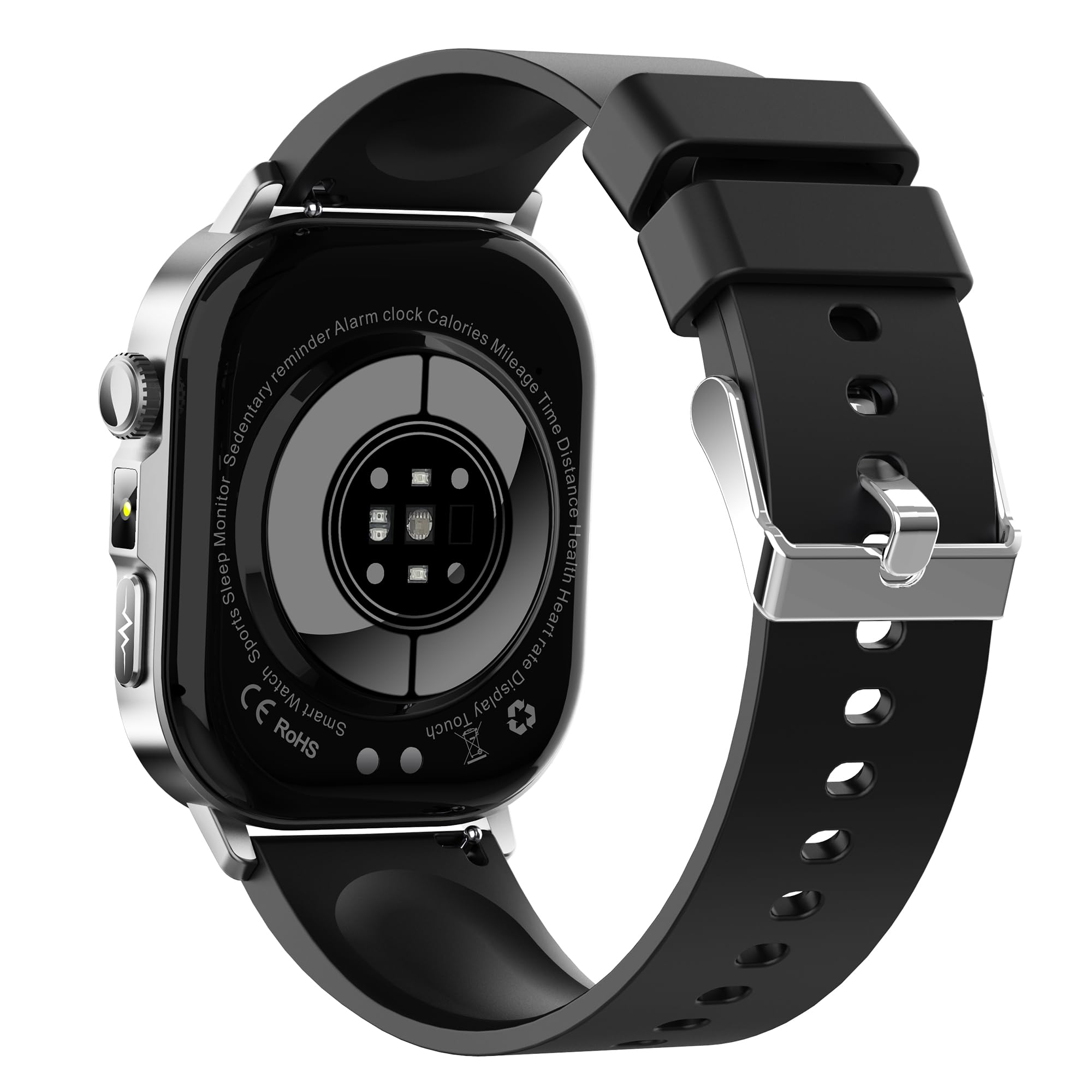 Knauermann Pro 4 (2026) Montre de santé carrée, argentée, ECG, avec Mesure de la Pression artérielle, du pouls et de l'oxygène dans Le Sang, Fonction téléphone, Analyse du Sommeil, IP67, 46 mm, en