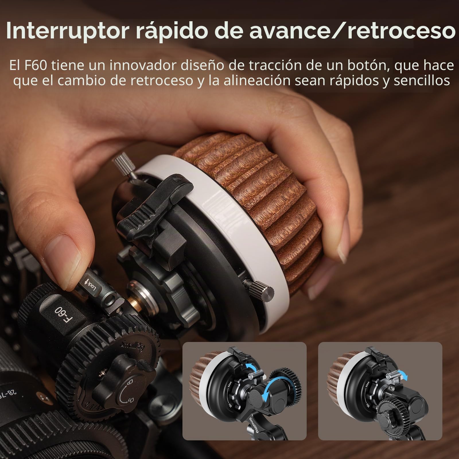 SMALLRIG Follow Focus F60 con Paradas A/B, Permite un Ajuste de Amortiguación Continuo de Amplio Rango (0,6 kgf-1,8 kgf), con Abrazadera de Varilla de 15 mm para Cámaras DSLR -5163