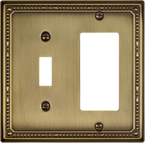 Switch Plates Outlet Covers, 1-Pack Antique Brass Metal Wall Plate