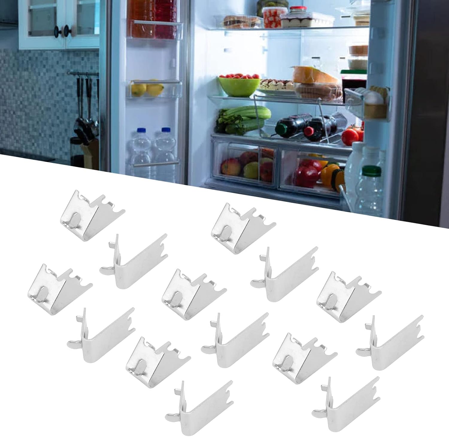 Fdit 14pcs 1.5mm Freezer Shelf Clips Thickened Freezer Shelf Buckle Refrigerator Shelf Buckle Shelf Support Hook Shelf Bracket Buckle Stainless Steel Hook