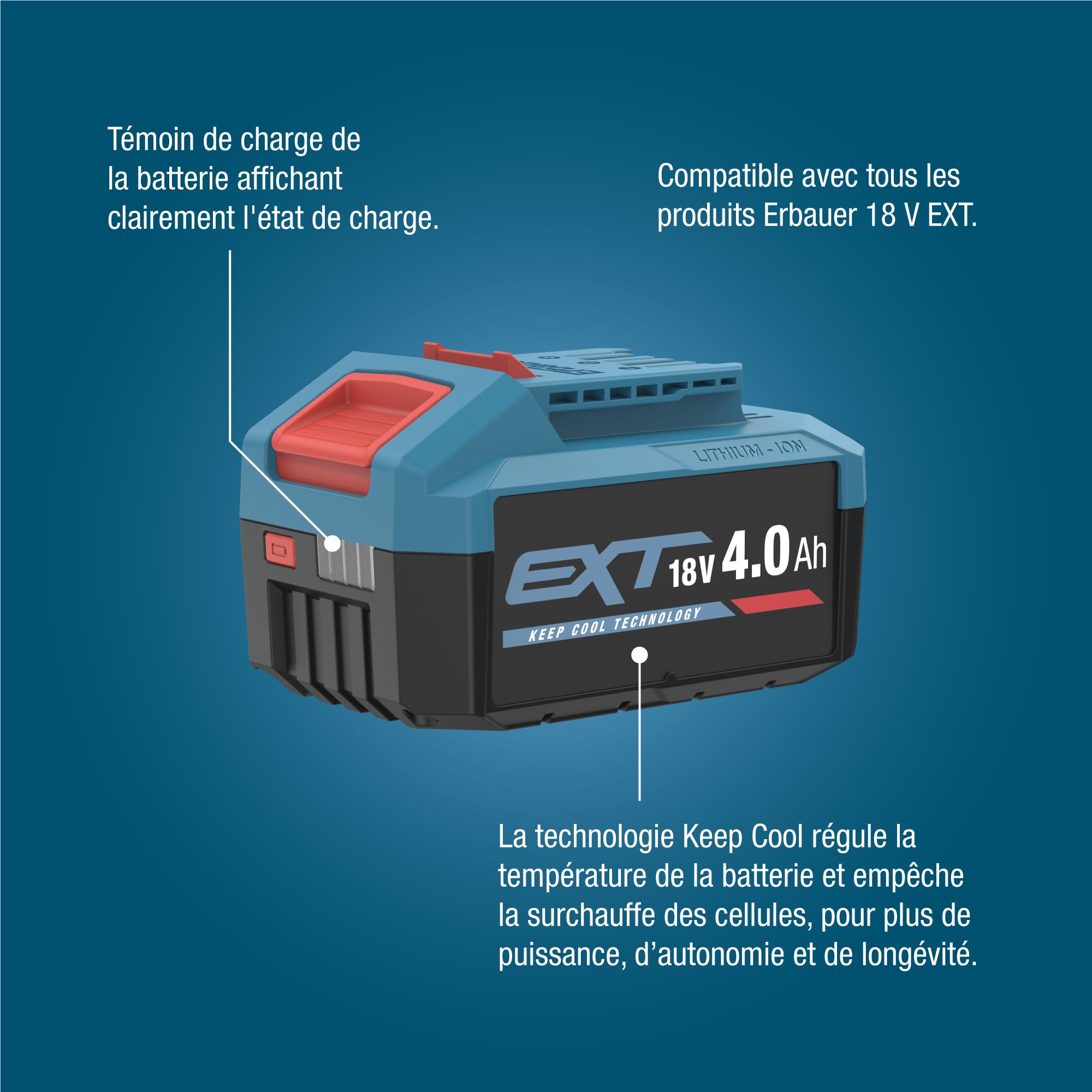 Erbauer Batterie Lithium-ION EXT 18V 4Ah ERI1099BAT