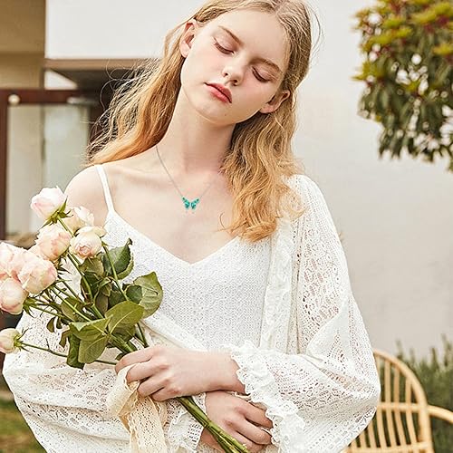 Miniatura 3 de CUOKA MIRACLE Collar de mariposa de ópalo para mujer, plata de ley 925, delicado y bonito dije de mariposa, collar de mariposa, regalo de cumpleaños