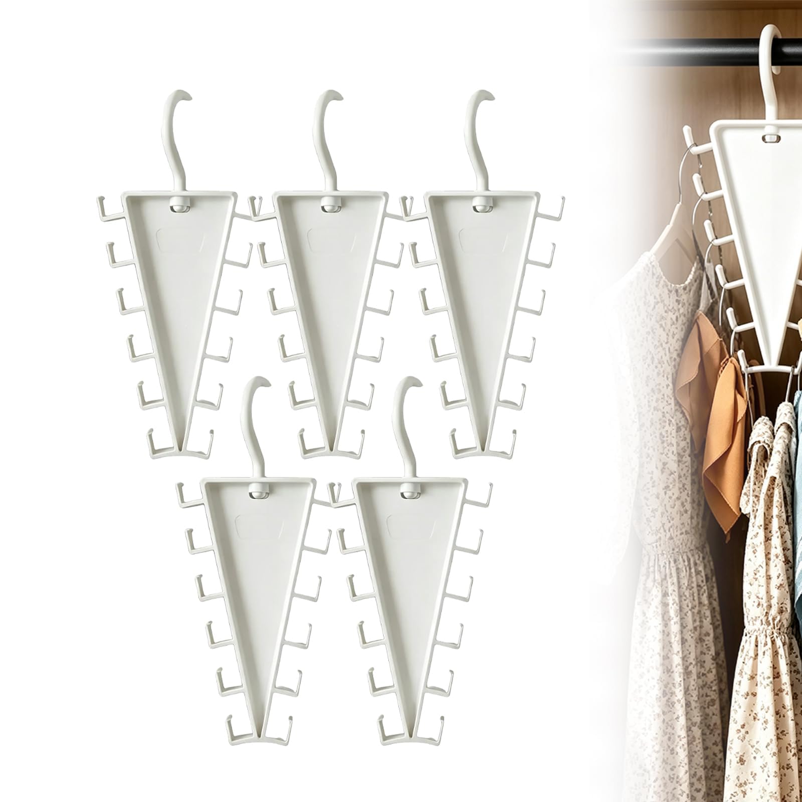 V Shaped Sided Hanger 5 Pack Closet Organiser Hanger with 12 Hooks