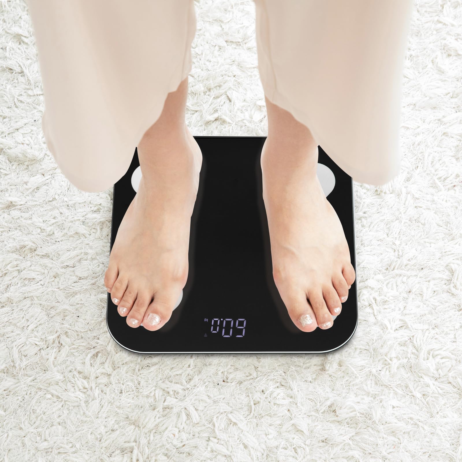 Körperfettwaage mit App für 18 Gesundheitsdaten, digitale Waage