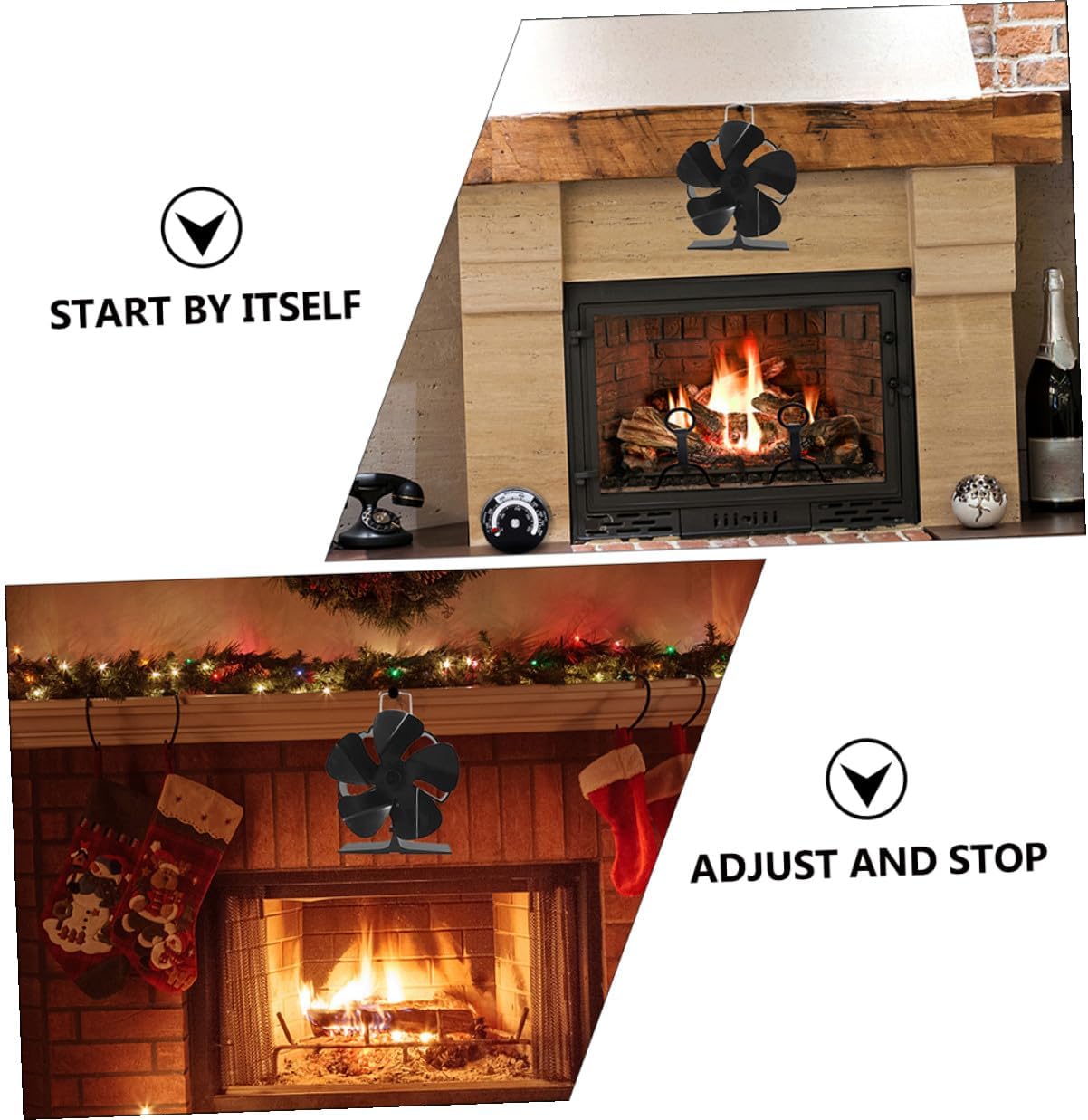 Mini 5-blade Silent Stove Fan Heat Powered Metal Fireplace Fan for Efficient Warm Air Circulation Low Noise for Residential Wood-burning Stove Heating