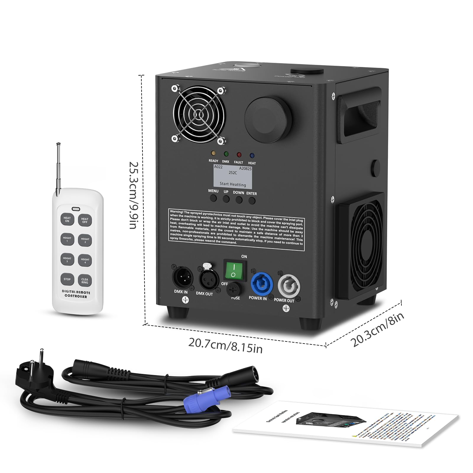 2PCS 1000W Professionnel Machines Pyrotechniques, d-mx512 & Télécommande sans fil Machine à Étincelles Froides Zéro Pollution pour Mariage Fête Scène Noël Halloween